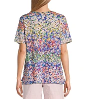 Westbound Floral Raindow Short Sleeve Crew Neck Top