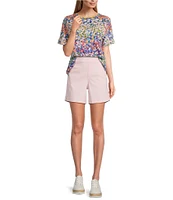 Westbound Floral Raindow Short Sleeve Crew Neck Top