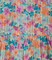 Westbound Floral Roll Tab 3/4 Sleeve Point Collar Henley Top