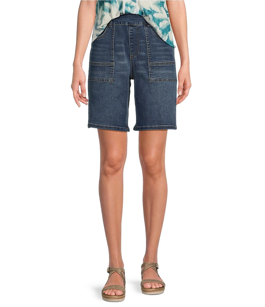 Westbound High Rise Porkchop Pockets Denim Bermuda Shorts