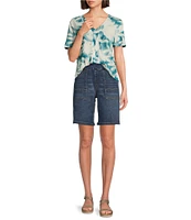 Westbound High Rise Porkchop Pockets Denim Bermuda Shorts