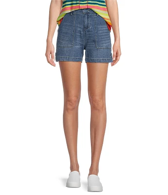 Westbound High Rise Denim Utility Pocket Cuffed Shorts