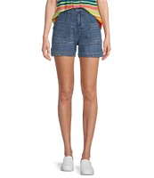 Westbound High Rise Denim Utility Pocket Cuffed Shorts
