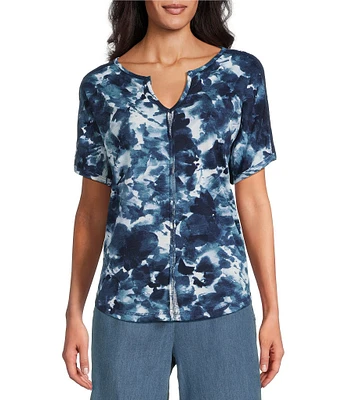 Westbound Inkblot Print Knit Short Sleeve Top