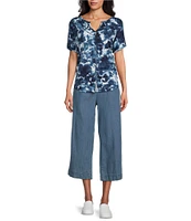 Westbound Inkblot Print Knit Short Sleeve Top