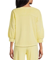 Westbound Knit 3/4 Sleeve V-Neck Stripe Detail Top