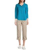 Westbound Knit Elbow Sleeve Henley Top
