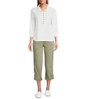 Westbound Knit Elbow Sleeve Henley Top