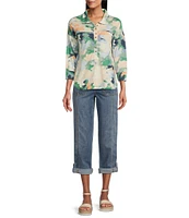 Westbound Knit Henley Elbow Sleeve Top