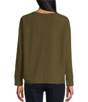 Westbound Knit Long Sleeve Crew Neck Ruched Shirt