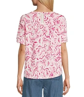 Westbound Blossom Print Knit Short Sleeve Top