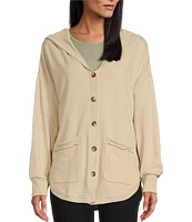 Westbound Knit V-Neck Button Front Hooded Cardigan