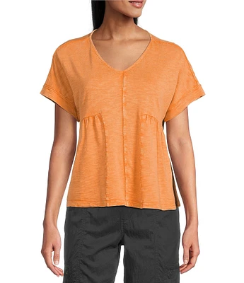 Westbound Knit V-Neck Flowy Short Sleeve Top