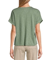Westbound Knit V-Neck Flowy Short Sleeve Top