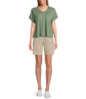Westbound Knit V-Neck Flowy Short Sleeve Top