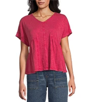 Westbound Knit V-Neck Flowy Short Sleeve Top