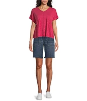 Westbound Knit V-Neck Flowy Short Sleeve Top