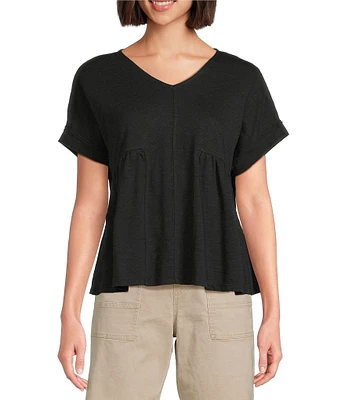Westbound Knit V-Neck Flowy Short Sleeve Top
