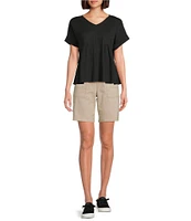 Westbound Knit V-Neck Flowy Short Sleeve Top