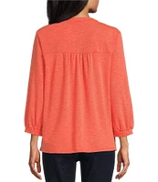 Westbound Knit V-Neck Long Sleeve Embroidered Top