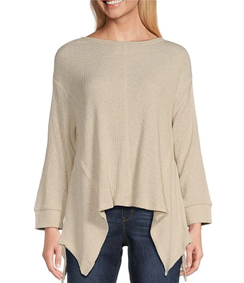 Westbound Long Sleeve Crew Neck Asymmetrical Hem Top