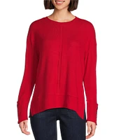 Westbound Long Sleeve Crew Neck Button Cuff Top