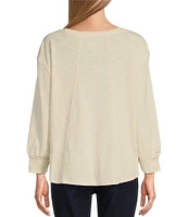 Westbound Long Sleeve Crew Neck Button Shoulder Top
