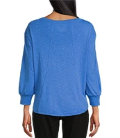 Westbound Long Sleeve Crew Neck Button Shoulder Top