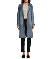 Westbound Long Sleeve Drape Denim Trench Coat