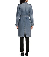 Westbound Long Sleeve Drape Denim Trench Coat