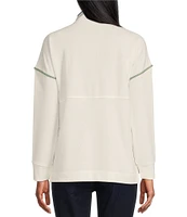Westbound Long Sleeve Half Button Front Contrast Trim Top