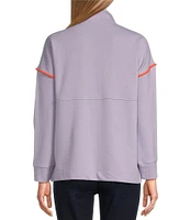 Westbound Long Sleeve Half Button Front Contrast Trim Top