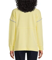 Westbound Long Sleeve Half Button Front Contrast Trim Top