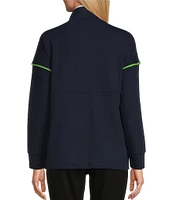 Westbound Long Sleeve Half Button Front Contrast Trim Top