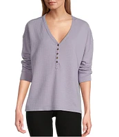 Westbound Long Sleeve Henley Neck Top