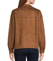 Westbound Long Sleeve Point Collar Suede Shirt Jacket