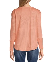 Westbound Long Sleeve Ribbed Henley Top