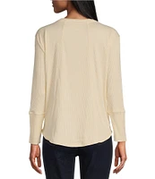 Westbound Long Sleeve Ribbed Henley Top