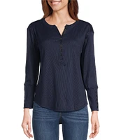 Westbound Long Sleeve Ribbed Henley Top