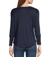 Westbound Long Sleeve Ribbed Henley Top