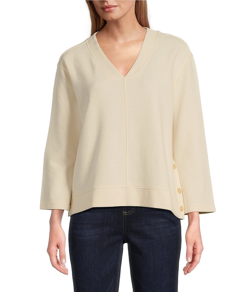 Westbound Long Sleeve V-Neck Button Side Top