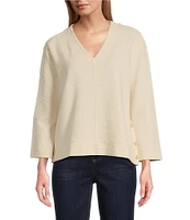 Westbound Long Sleeve V-Neck Button Side Top