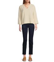 Westbound Long Sleeve V-Neck Button Side Top