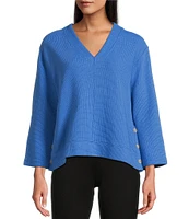 Westbound Long Sleeve V-Neck Button Side Top