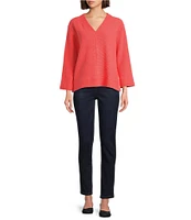 Westbound Long Sleeve V-Neck Button Side Top