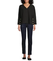 Westbound Long Sleeve V-Neck Button Side Top