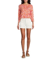 Westbound Meadow Multi Floral 3/4 Sleeve Knit Crew Neck Top