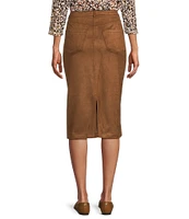 Westbound Mid Rise 5 Pocket Suede Midi Skirt