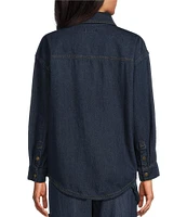 Westbound Oversized Long Sleeve Point Collar Denim Jacket