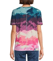 Westbound Painted Landscape Short Sleeve Crew Neck Top